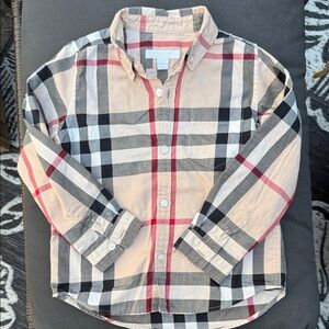Burberry Beige and Black Plaid Shirt